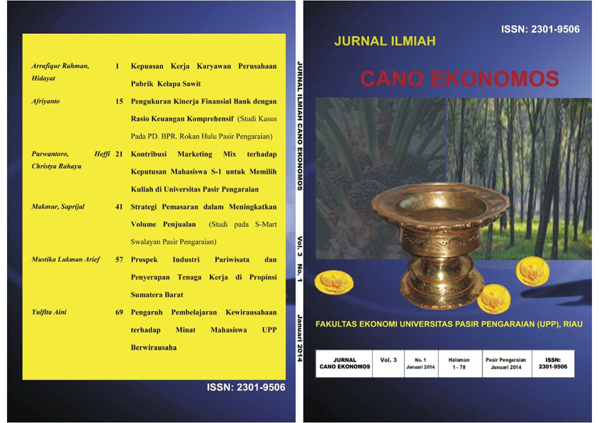 					View Vol. 3 No. 1 (2014): Jurnal Cano Ekonomos
				